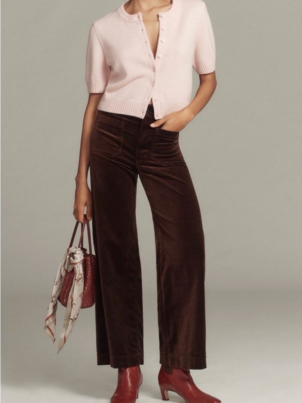 NWT Maeve The Colette Full-Length Velvet Pants BrownAnthropologie